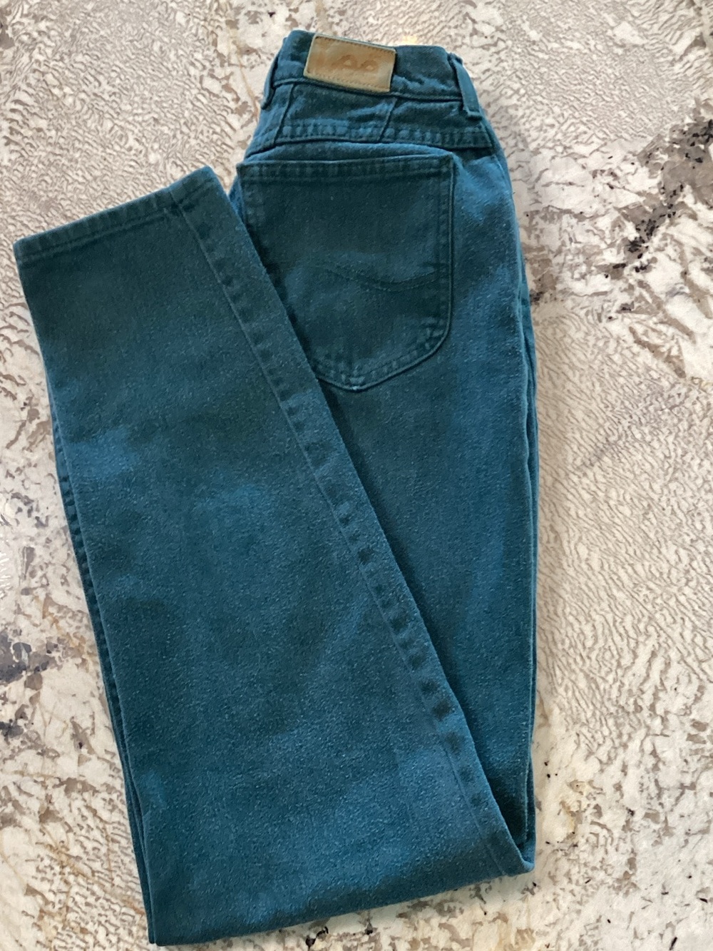 Vintage 80s 90s Lee Teal Green High Waisted Mom Jeans Size 10 Long Made in USA